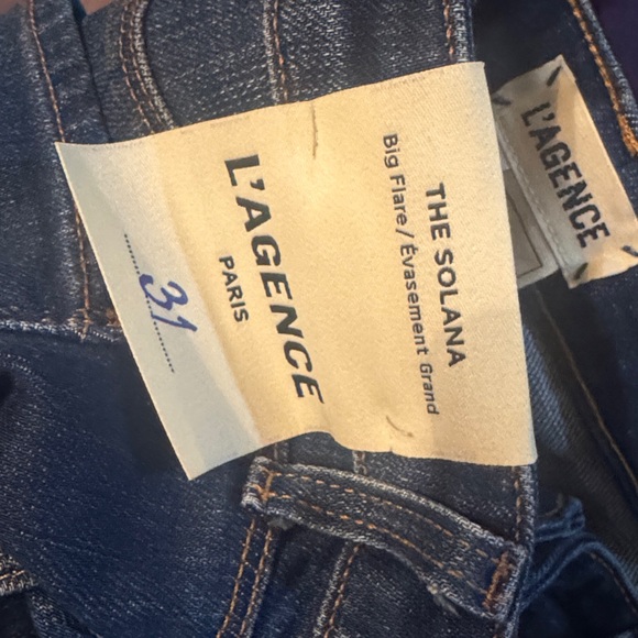 L'AGENCE Solana Blue Flare Wide Leg Jeans